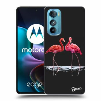 Picasee silikonski črni ovitek za Motorola Edge 30 - Flamingos couple