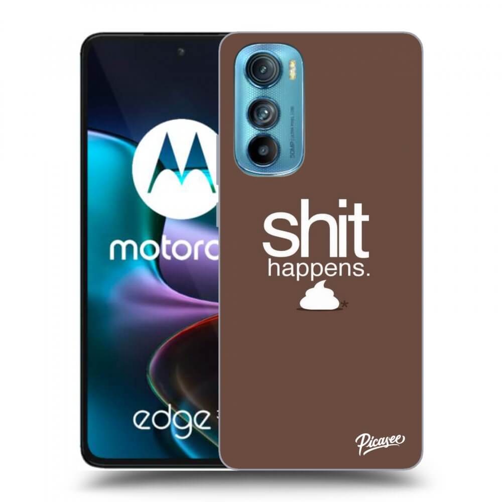Picasee silikonski črni ovitek za Motorola Edge 30 - Shit happens
