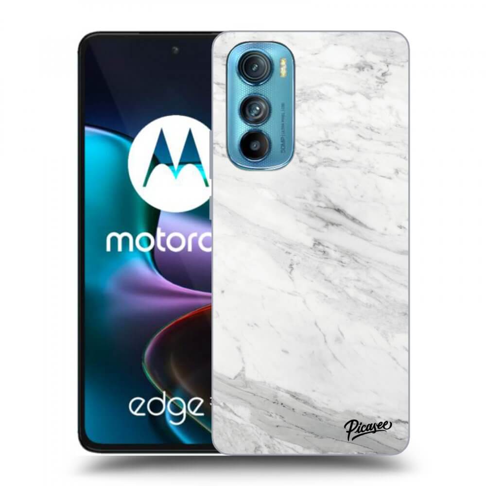 Picasee silikonski črni ovitek za Motorola Edge 30 - White marble