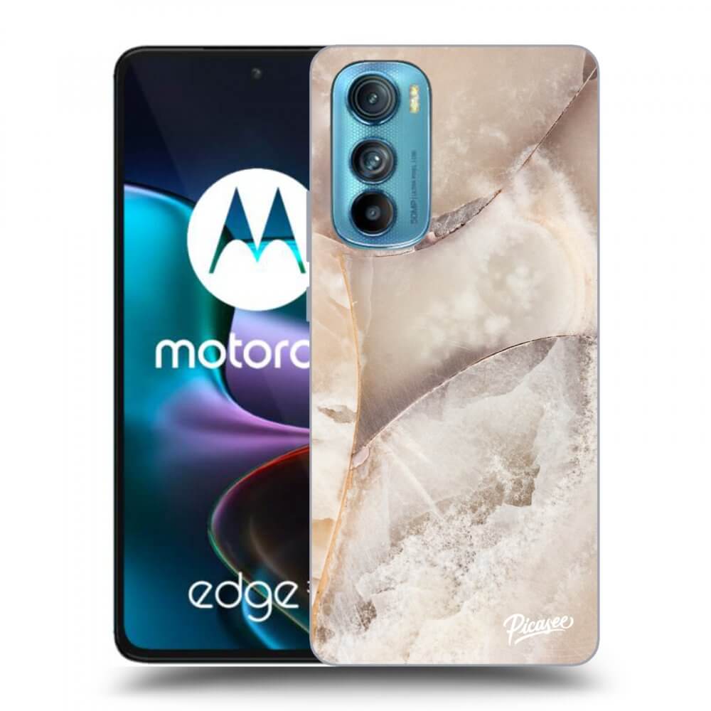 Picasee silikonski črni ovitek za Motorola Edge 30 - Cream marble