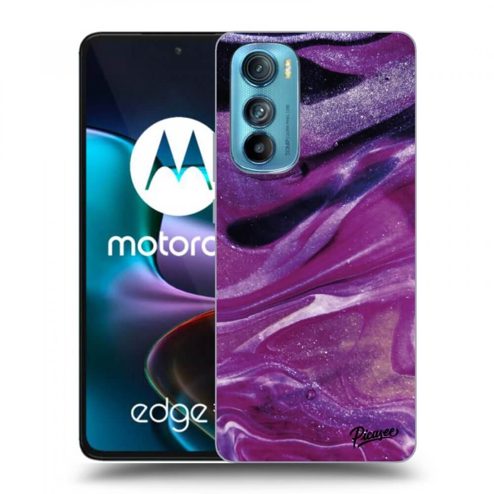 Picasee silikonski prozorni ovitek za Motorola Edge 30 - Purple glitter