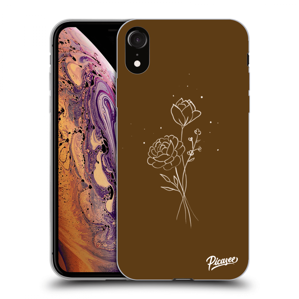 Picasee silikonski črni ovitek za Apple iPhone XR - Brown flowers