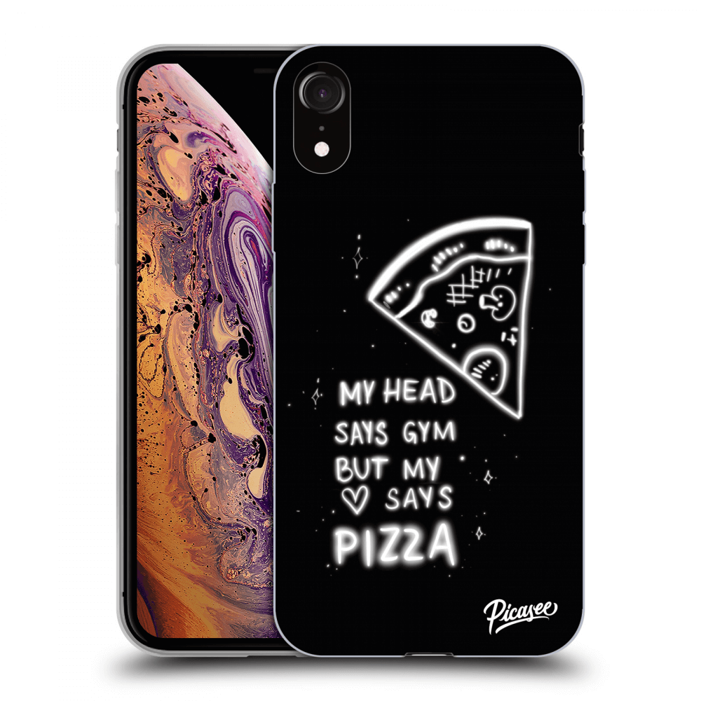 Picasee silikonski črni ovitek za Apple iPhone XR - Pizza
