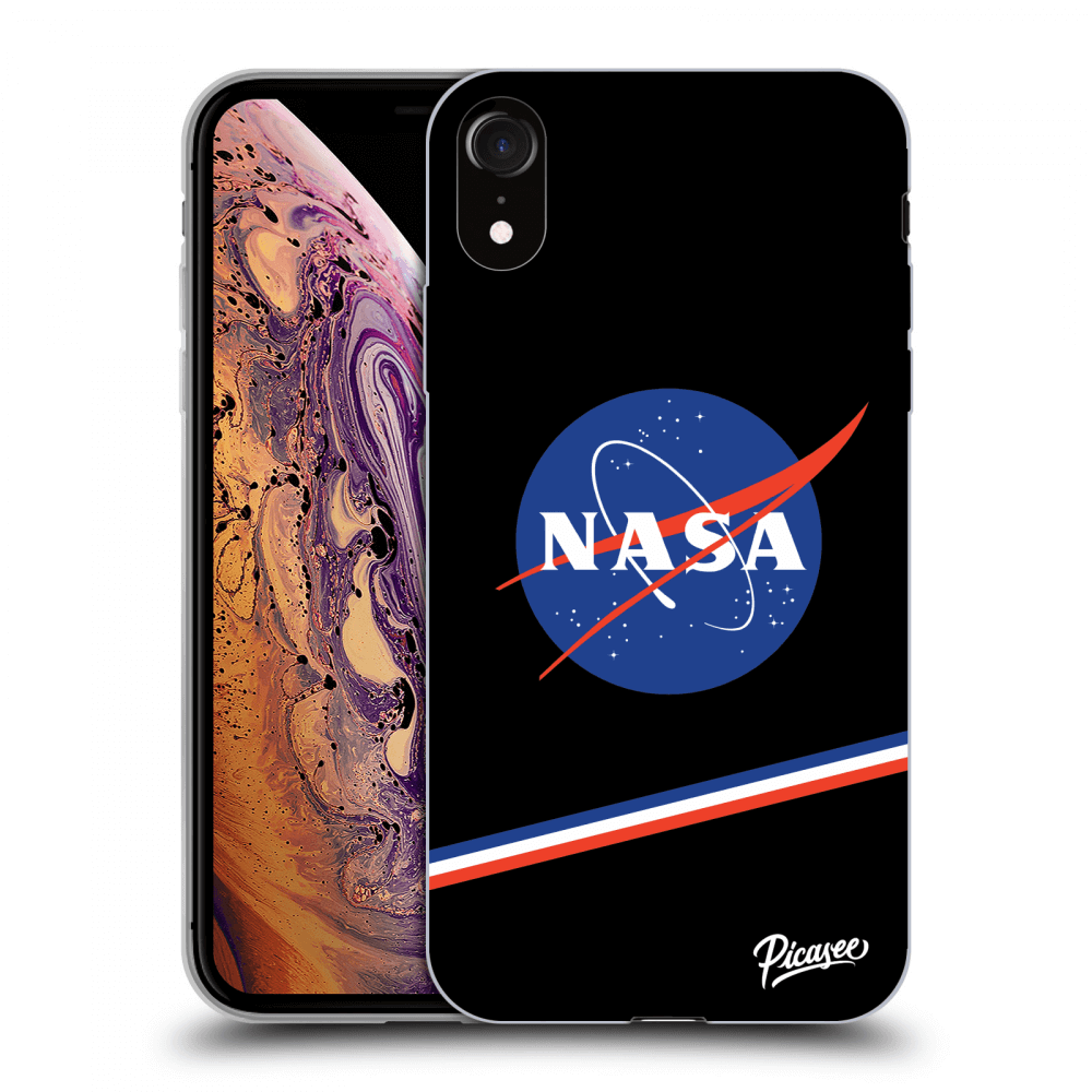 Picasee silikonski črni ovitek za Apple iPhone XR - NASA Original