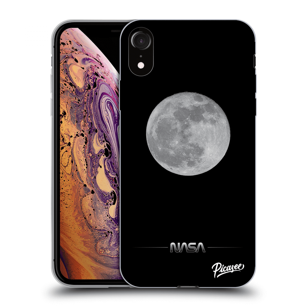 Picasee silikonski črni ovitek za Apple iPhone XR - Moon Minimal