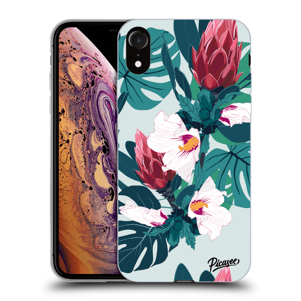 Picasee silikonski prozorni ovitek za Apple iPhone XR - Rhododendron