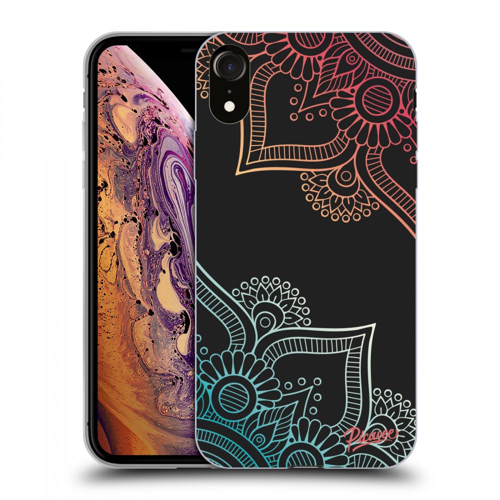 Picasee silikonski črni ovitek za Apple iPhone XR - Flowers pattern
