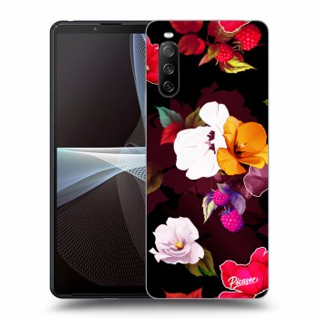 Picasee silikonski črni ovitek za Sony Xperia 10 III - Flowers and Berries