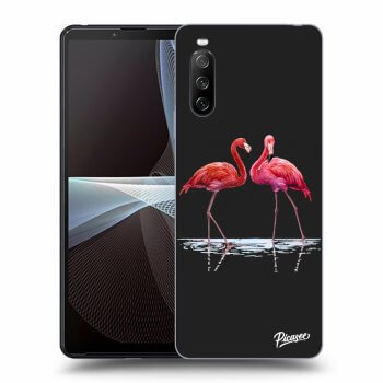 Picasee silikonski črni ovitek za Sony Xperia 10 III - Flamingos couple