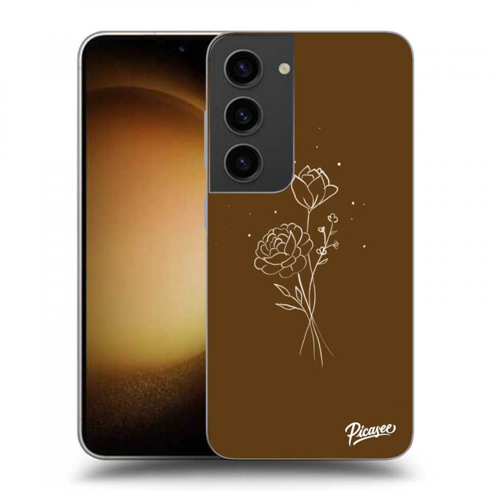 Picasee silikonski prozorni ovitek za Samsung Galaxy S23 5G - Brown flowers