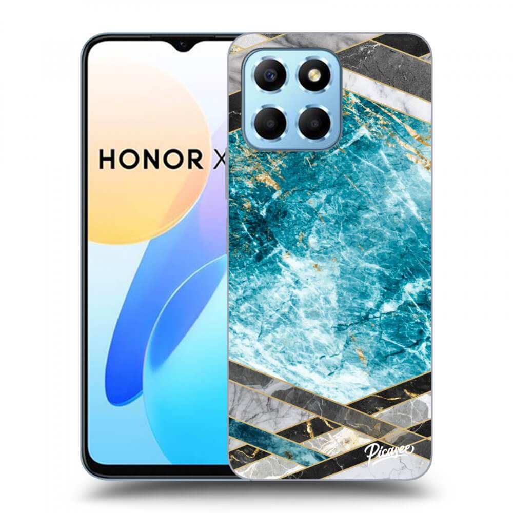 Picasee silikonski črni ovitek za Honor X8 5G - Blue geometry