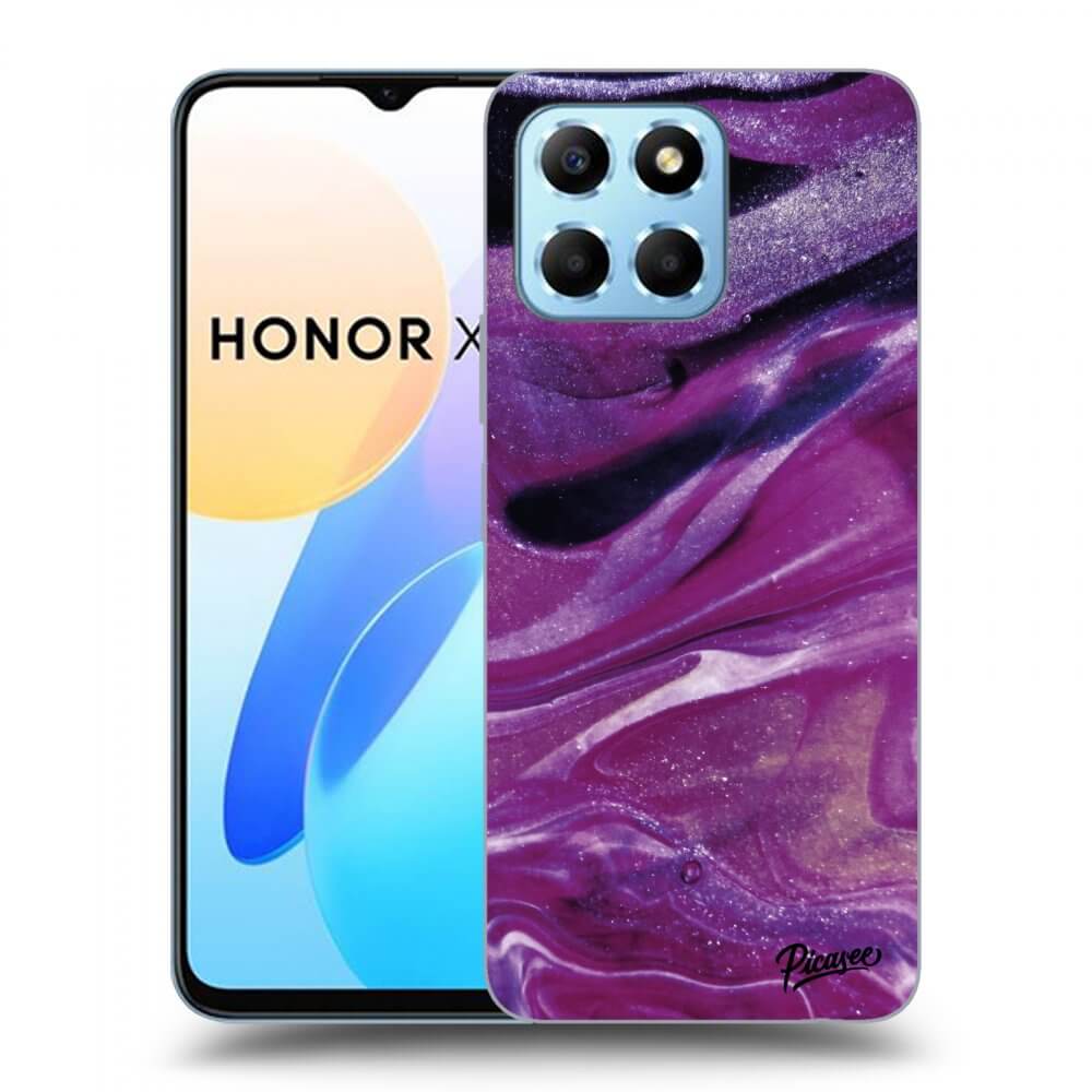 Picasee silikonski črni ovitek za Honor X6 - Purple glitter