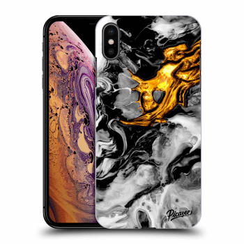 Picasee silikonski prozorni ovitek za Apple iPhone XS Max - Black Gold 2