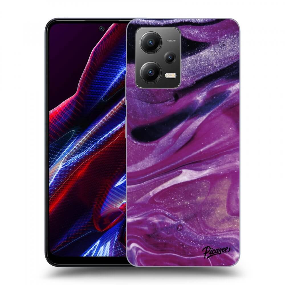 Picasee silikonski črni ovitek za Xiaomi Poco X5 - Purple glitter
