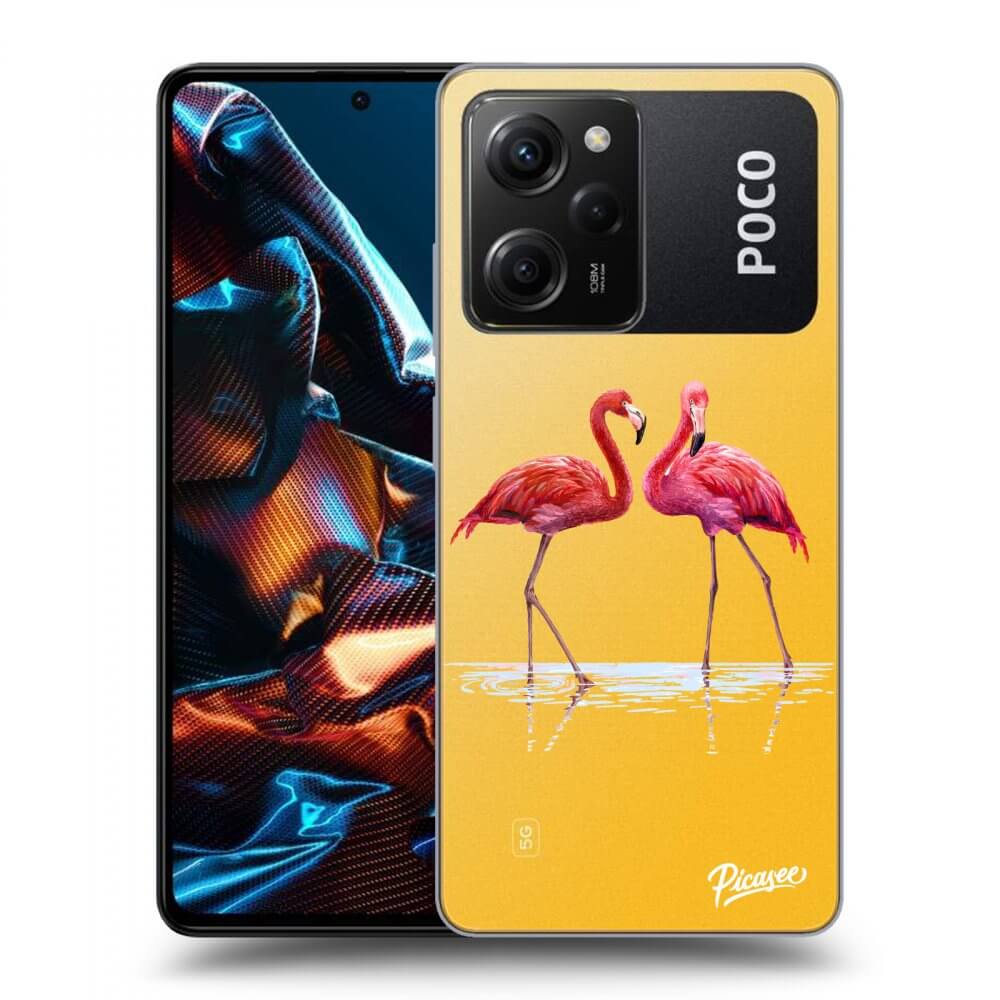 Picasee silikonski prozorni ovitek za Xiaomi Poco X5 Pro - Flamingos couple