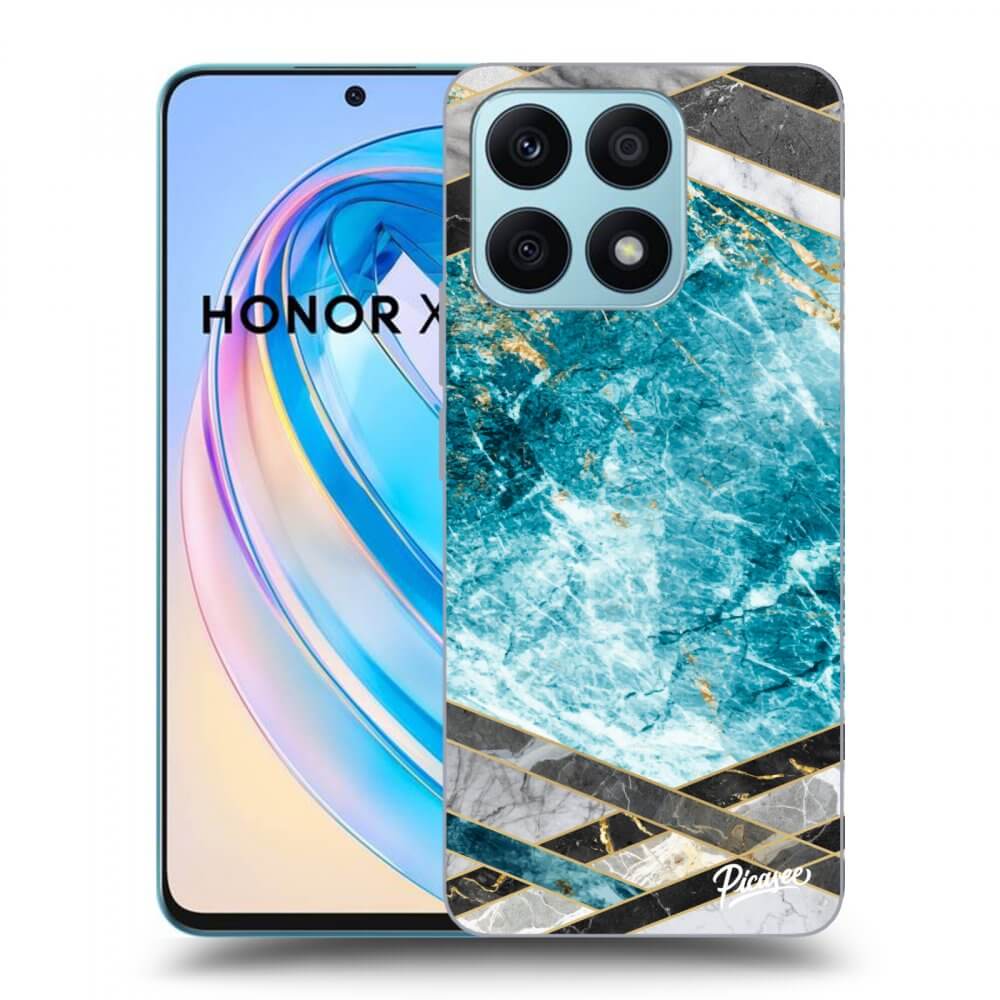 Picasee silikonski črni ovitek za Honor X8a - Blue geometry
