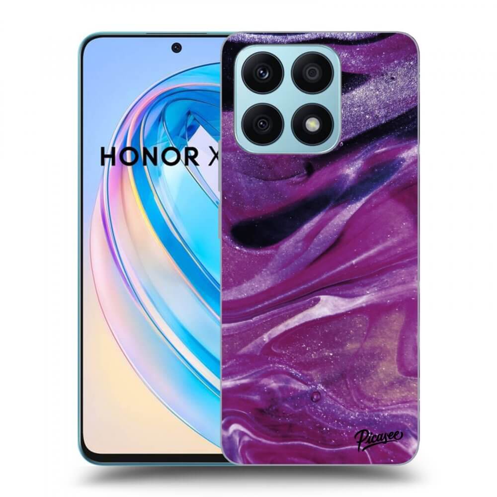Picasee silikonski črni ovitek za Honor X8a - Purple glitter