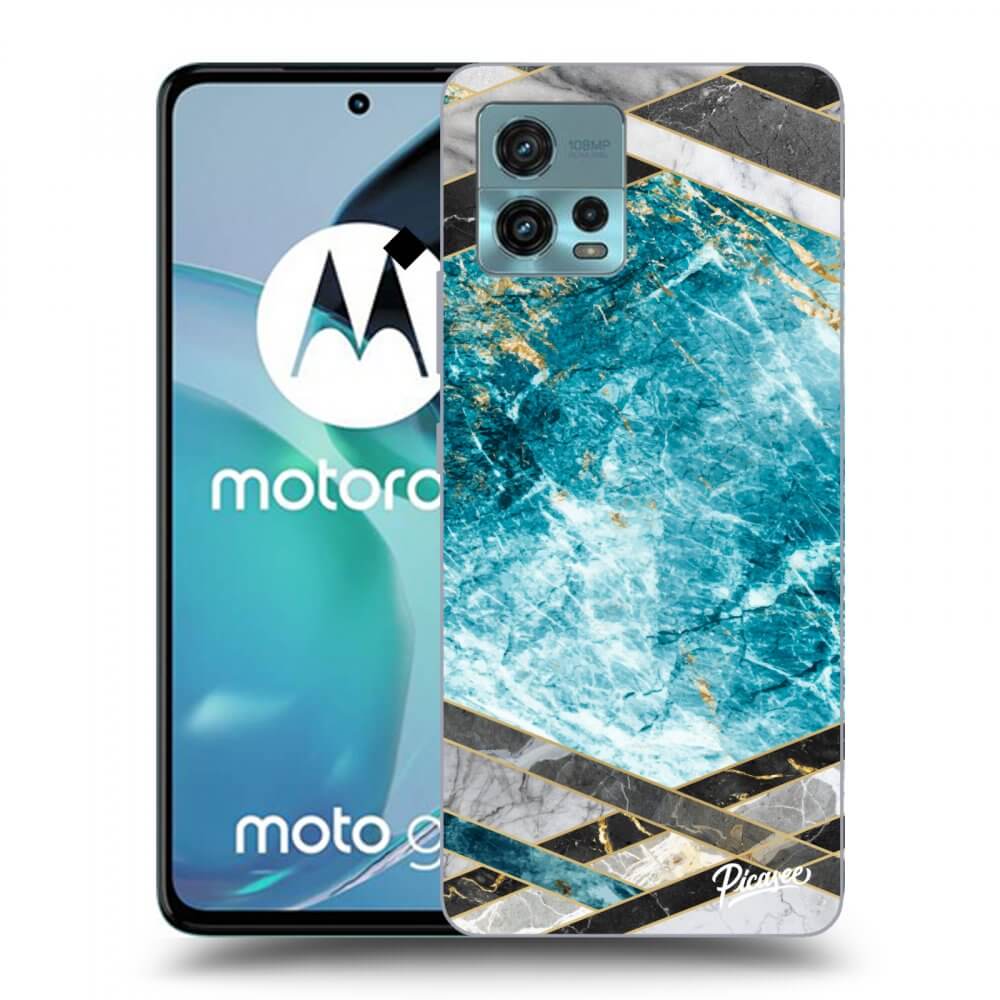 Picasee silikonski črni ovitek za Motorola Moto G72 - Blue geometry