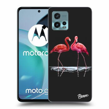 Picasee silikonski črni ovitek za Motorola Moto G72 - Flamingos couple