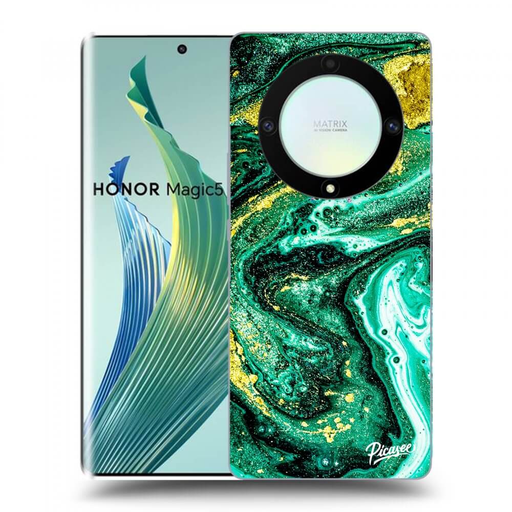 Picasee silikonski črni ovitek za Honor Magic5 Lite 5G - Green Gold