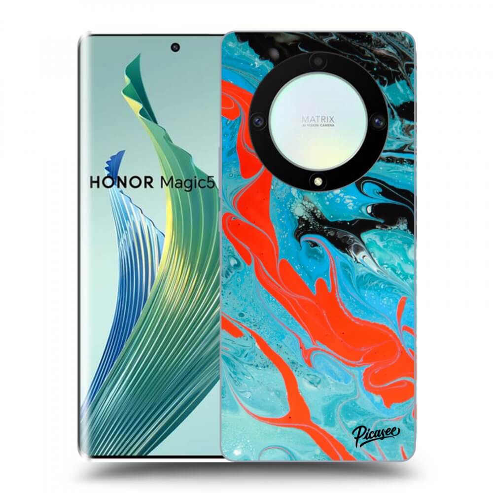 Picasee silikonski prozorni ovitek za Honor Magic5 Lite 5G - Blue Magma