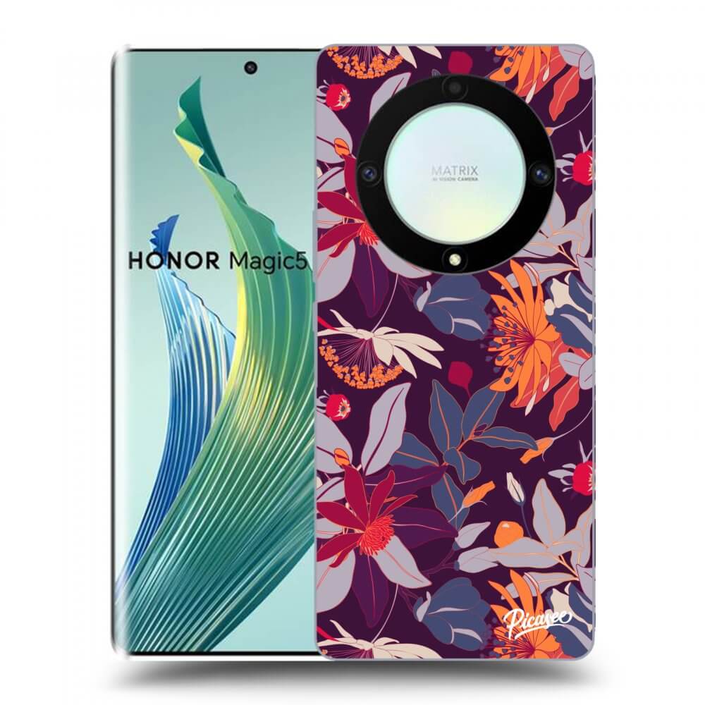 Picasee silikonski prozorni ovitek za Honor Magic5 Lite 5G - Purple Leaf