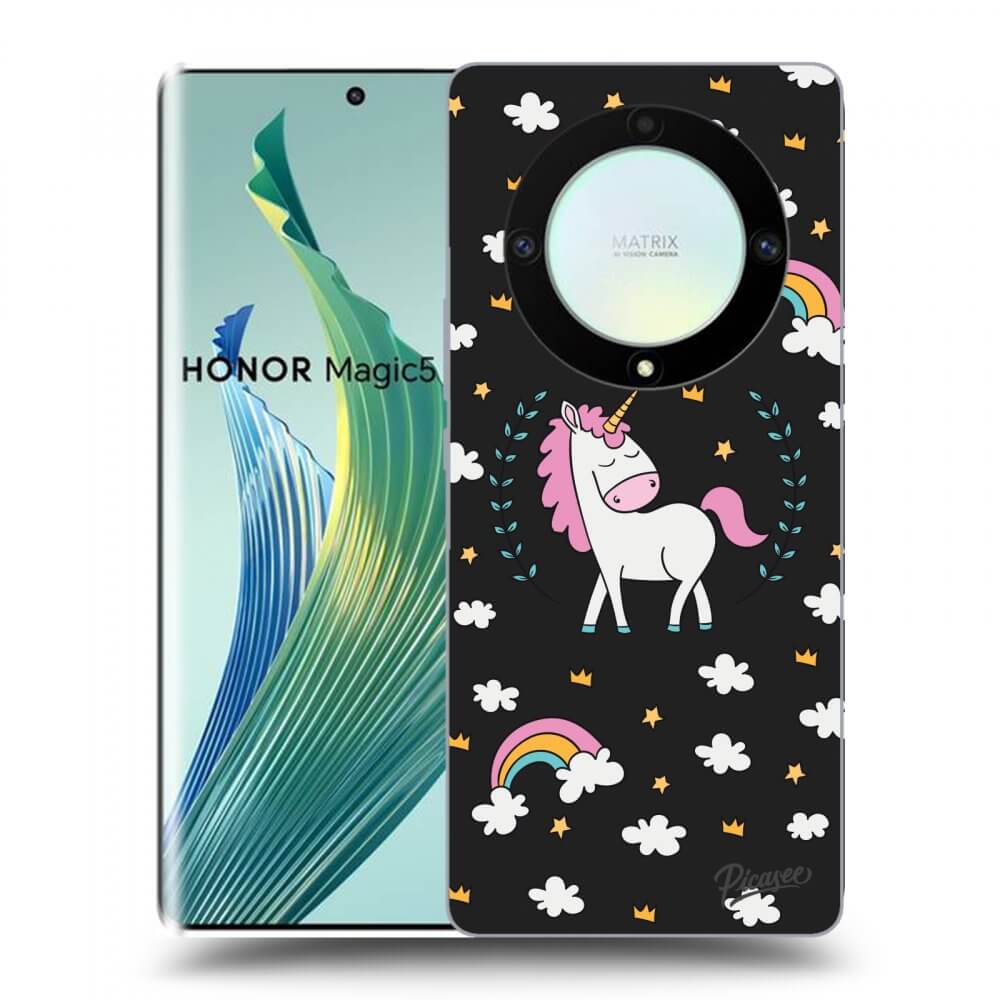 Picasee silikonski črni ovitek za Honor Magic5 Lite 5G - Unicorn star heaven