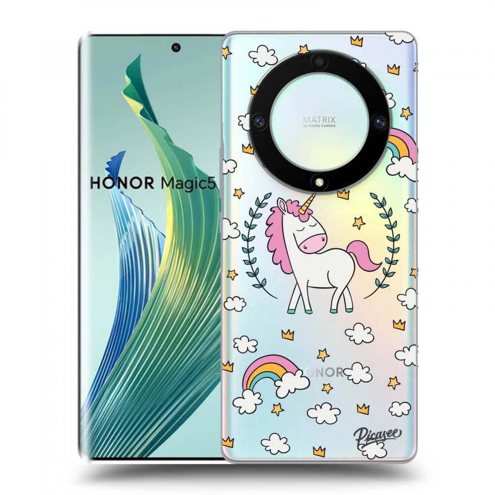 Picasee silikonski prozorni ovitek za Honor Magic5 Lite 5G - Unicorn star heaven