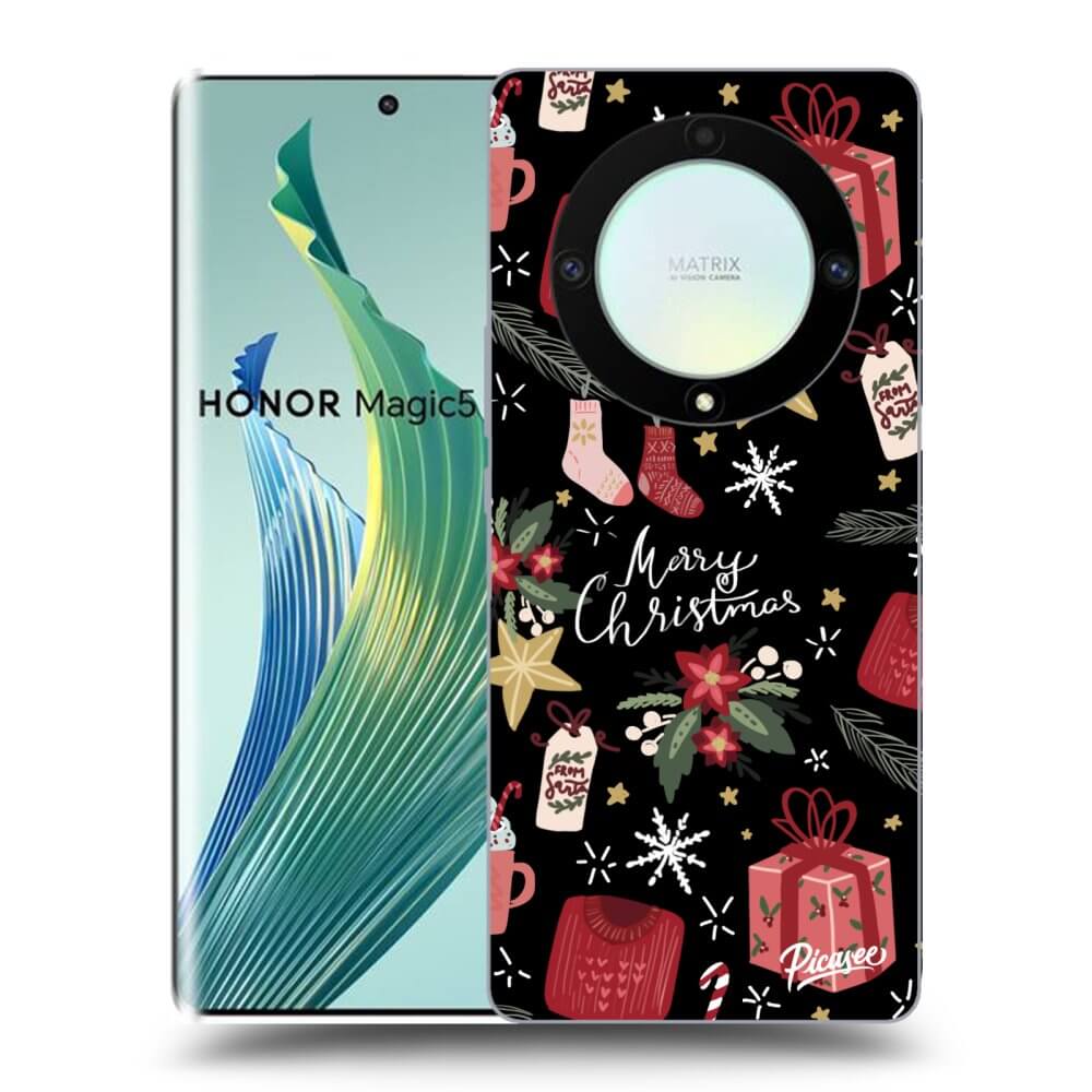Picasee silikonski črni ovitek za Honor Magic5 Lite 5G - Christmas
