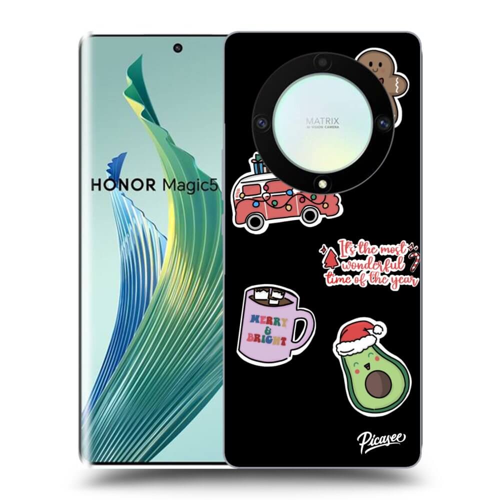 Picasee silikonski črni ovitek za Honor Magic5 Lite 5G - Christmas Stickers