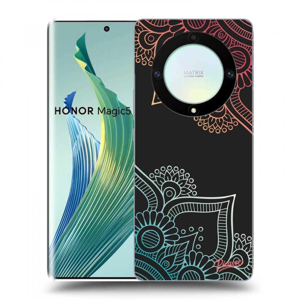 Picasee silikonski črni ovitek za Honor Magic5 Lite 5G - Flowers pattern