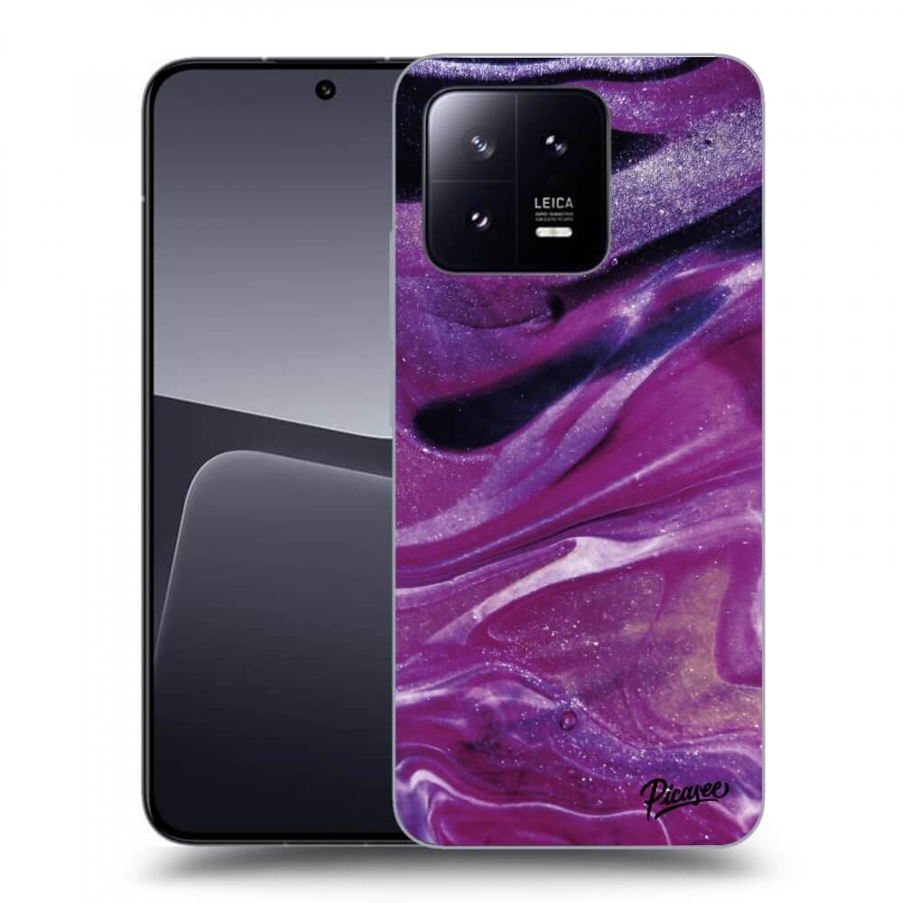 Picasee silikonski črni ovitek za Xiaomi 13 - Purple glitter