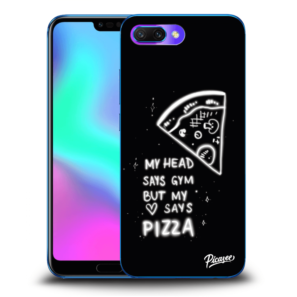Picasee silikonski črni ovitek za Honor 10 - Pizza
