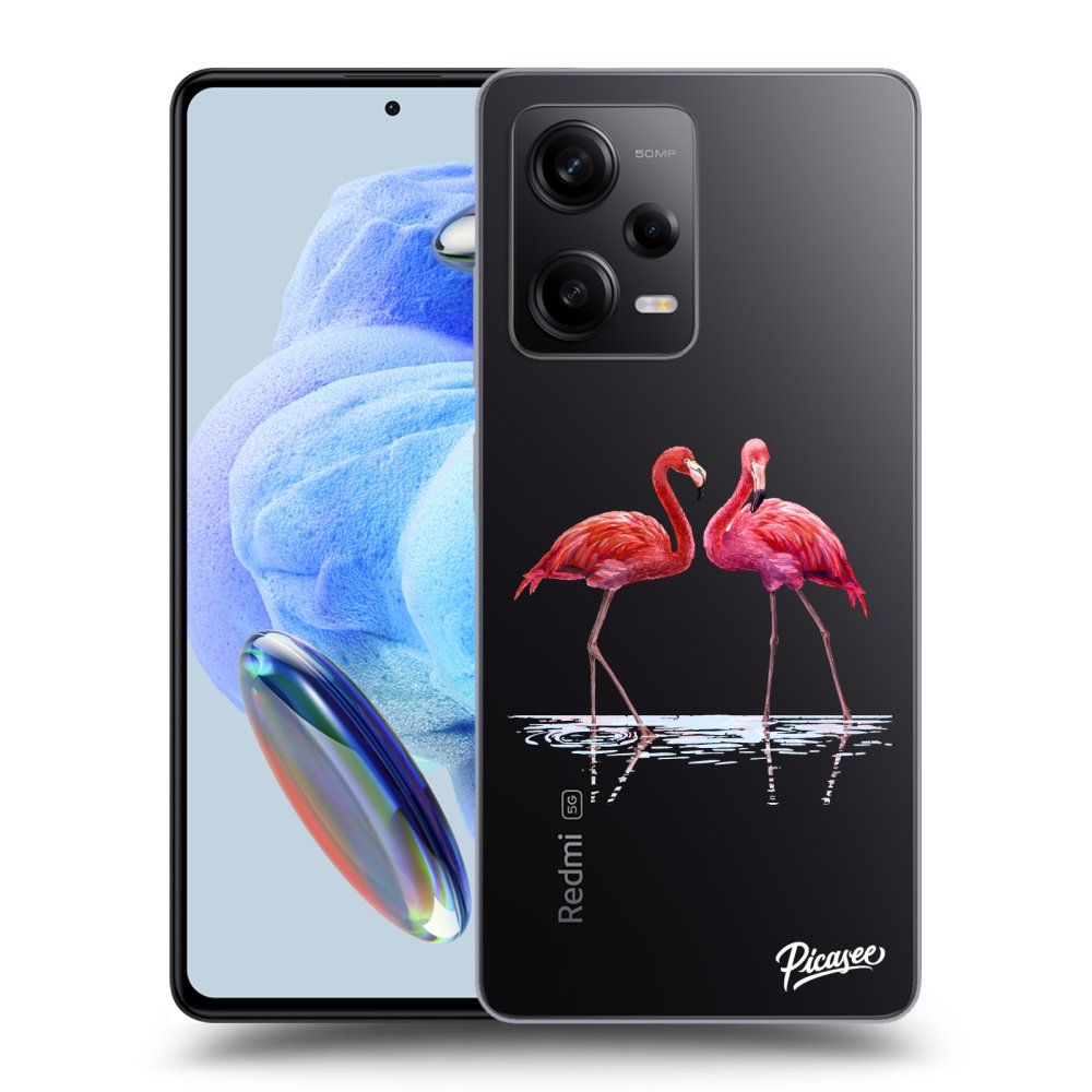 Picasee silikonski prozorni ovitek za Xiaomi Redmi Note 12 5G - Flamingos couple