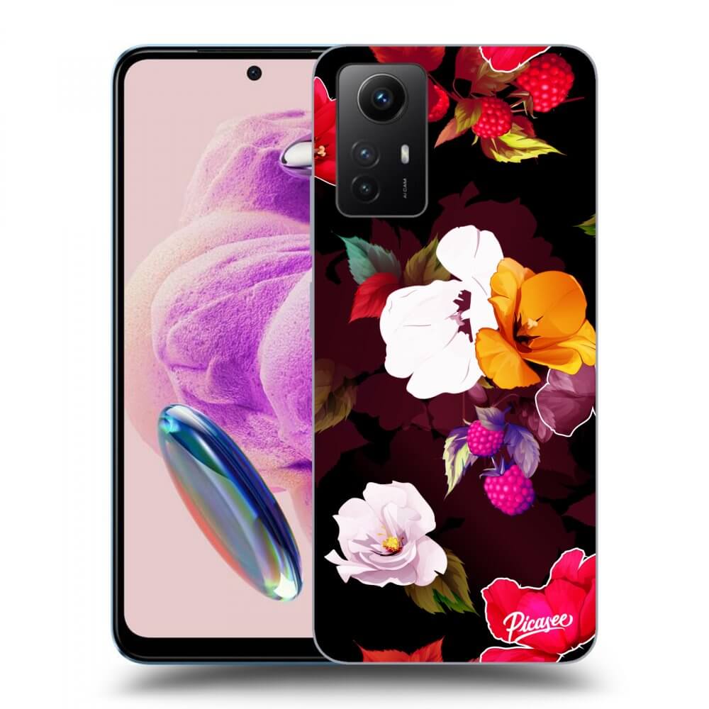 Picasee silikonski črni ovitek za Xiaomi Redmi Note 12S - Flowers and Berries