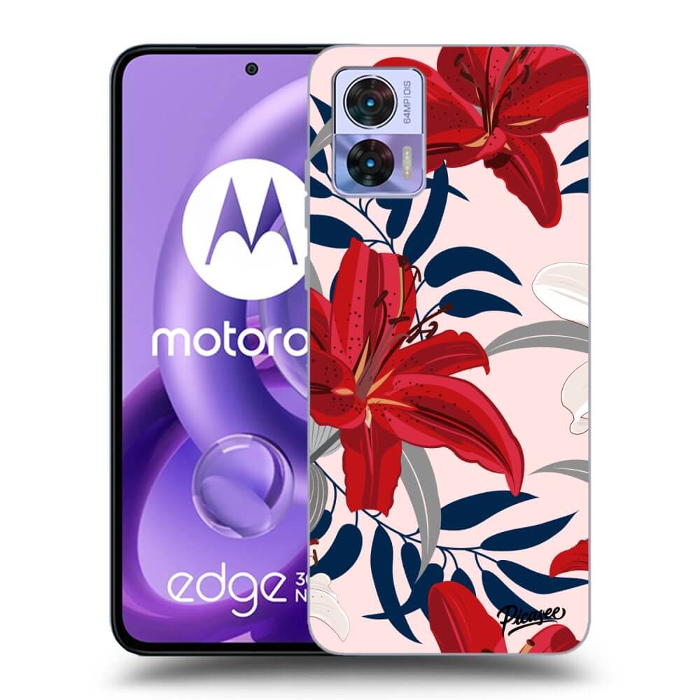 Picasee silikonski črni ovitek za Motorola Edge 30 Neo - Red Lily