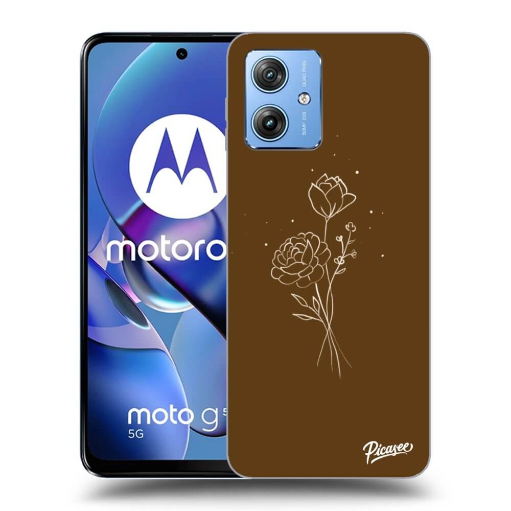 Picasee silikonski črni ovitek za Motorola Moto G54 5G - Brown flowers