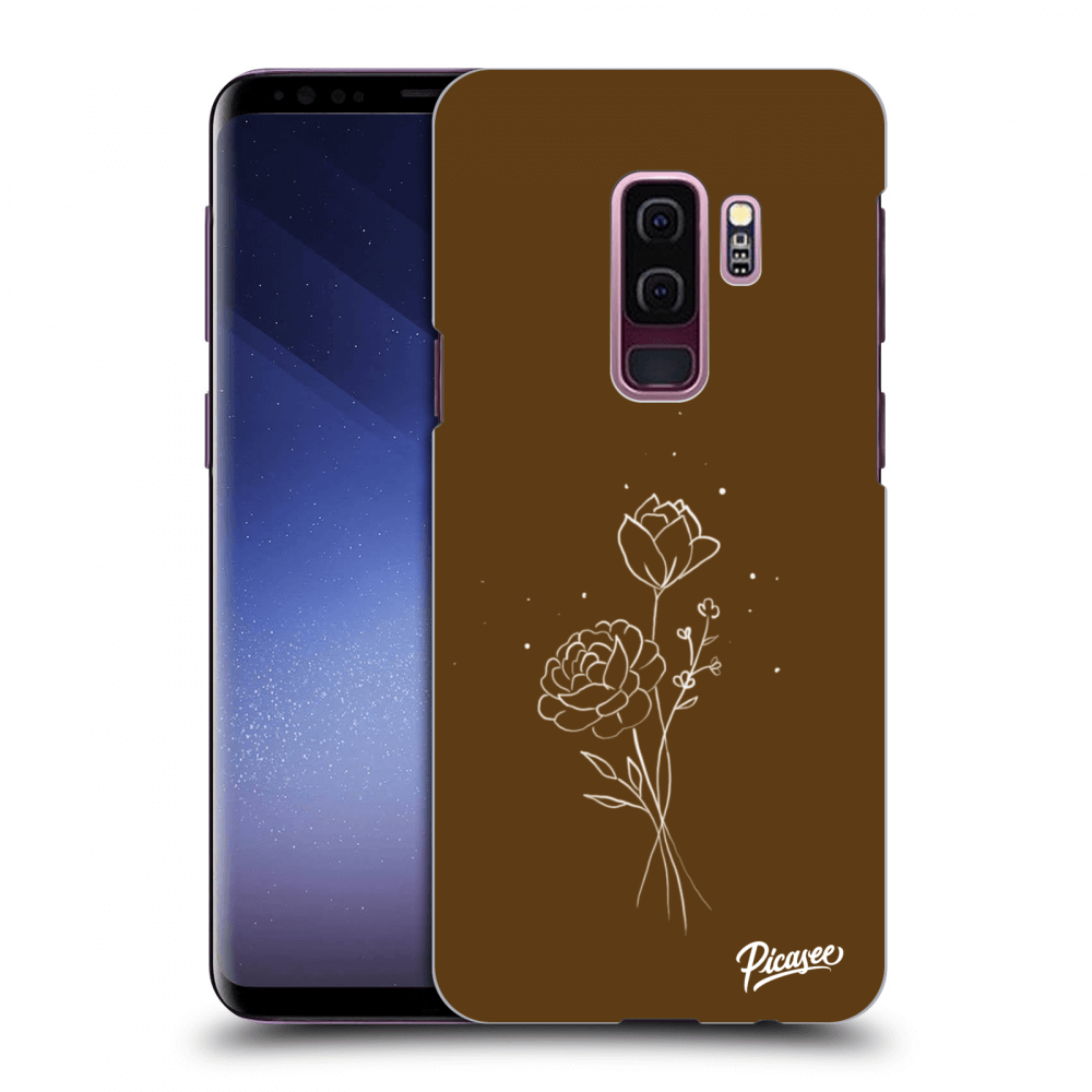 Picasee silikonski črni ovitek za Samsung Galaxy S9 Plus G965F - Brown flowers