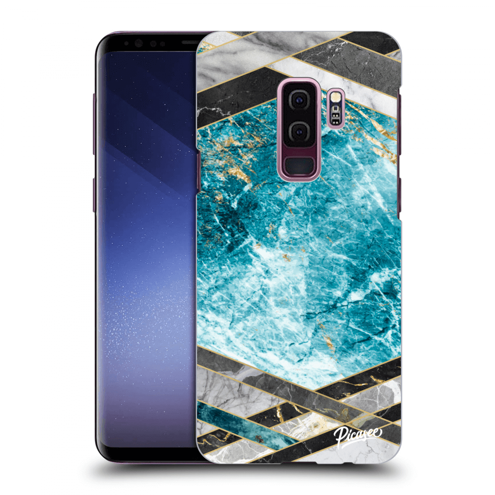 Picasee silikonski črni ovitek za Samsung Galaxy S9 Plus G965F - Blue geometry