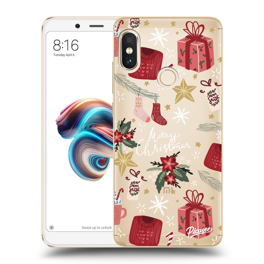 Picasee silikonski prozorni ovitek za Xiaomi Redmi Note 5 Global - Christmas
