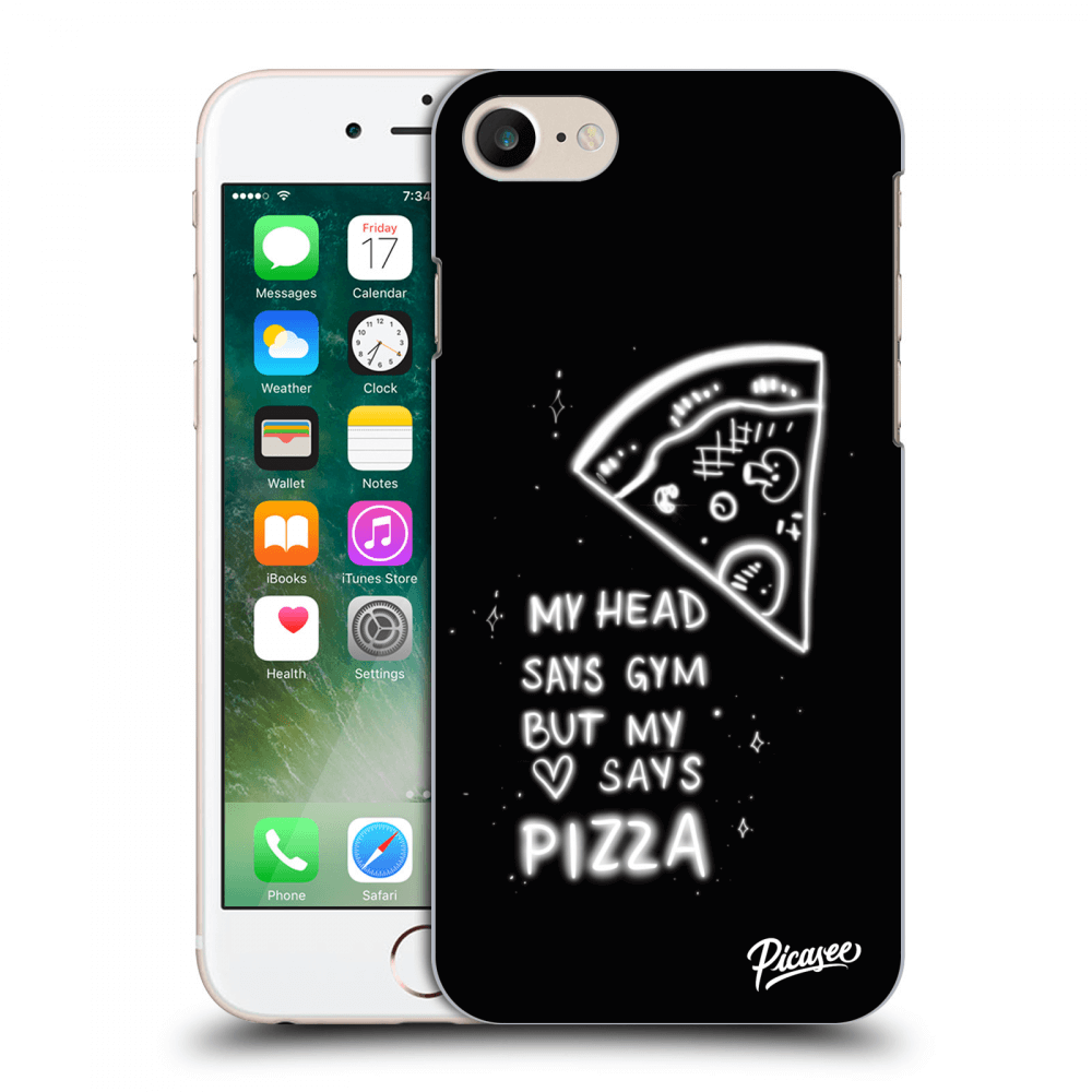 Picasee silikonski črni ovitek za Apple iPhone 7 - Pizza