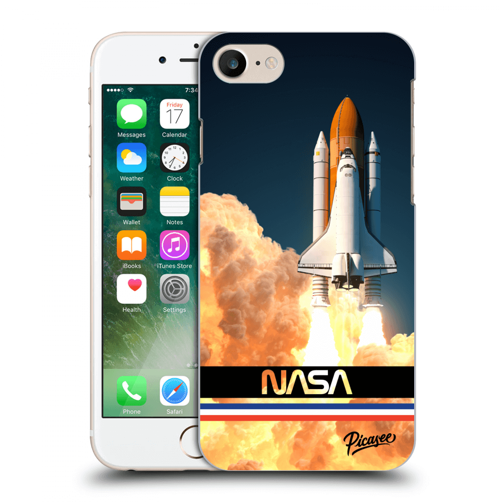 Picasee silikonski črni ovitek za Apple iPhone 7 - Space Shuttle