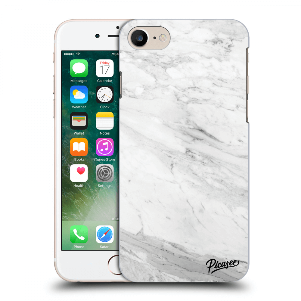 Picasee silikonski črni ovitek za Apple iPhone 7 - White marble