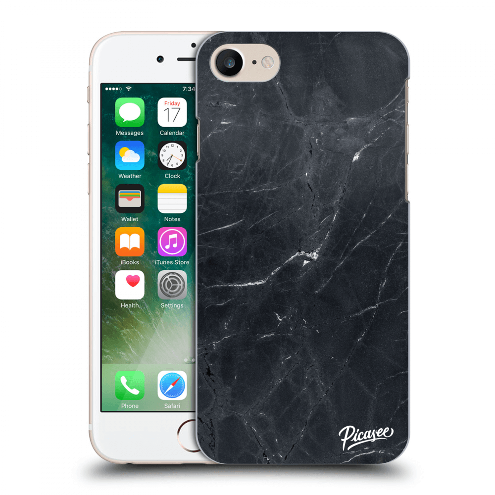 Picasee silikonski črni ovitek za Apple iPhone 7 - Black marble