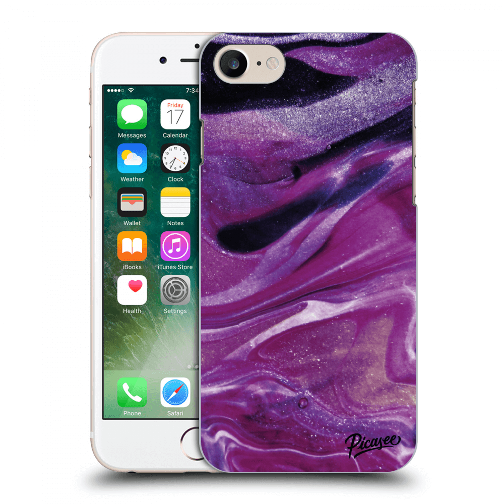 Picasee silikonski črni ovitek za Apple iPhone 7 - Purple glitter