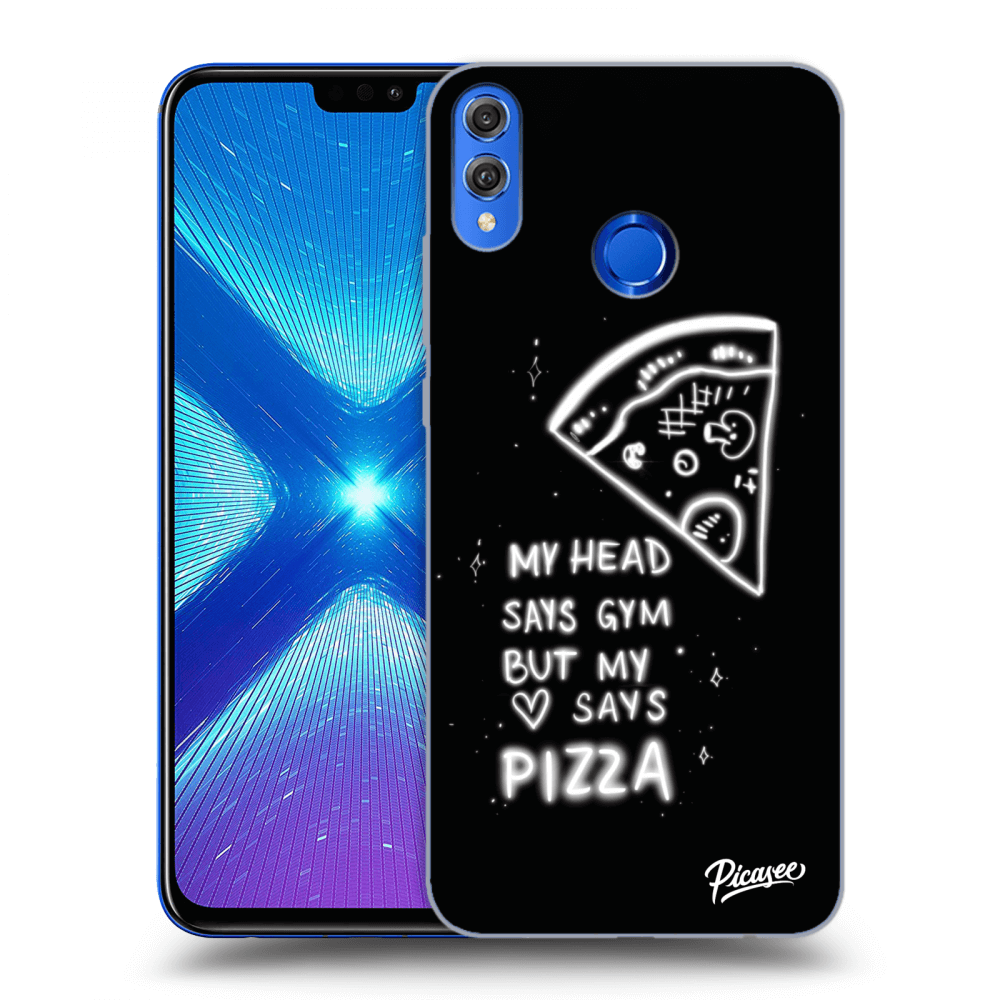 Picasee silikonski črni ovitek za Honor 8X - Pizza