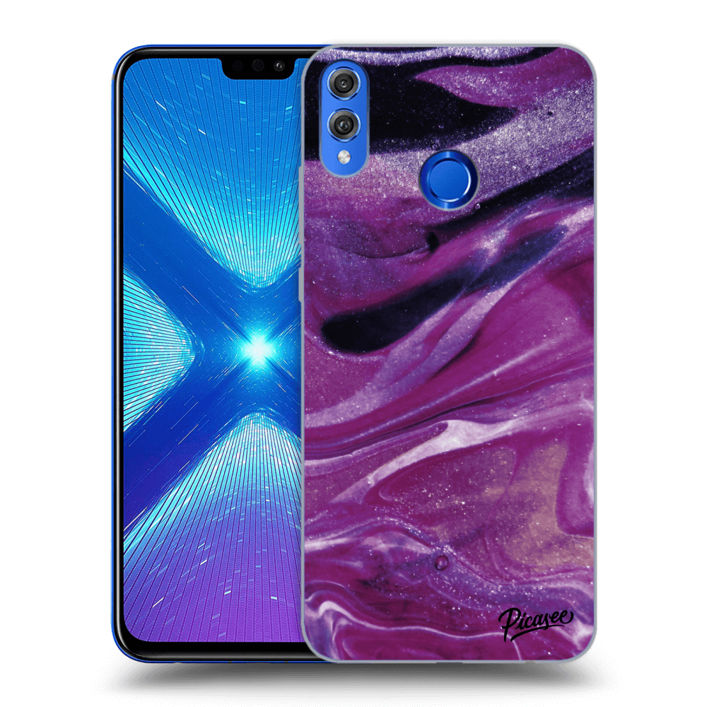 Picasee silikonski prozorni ovitek za Honor 8X - Purple glitter