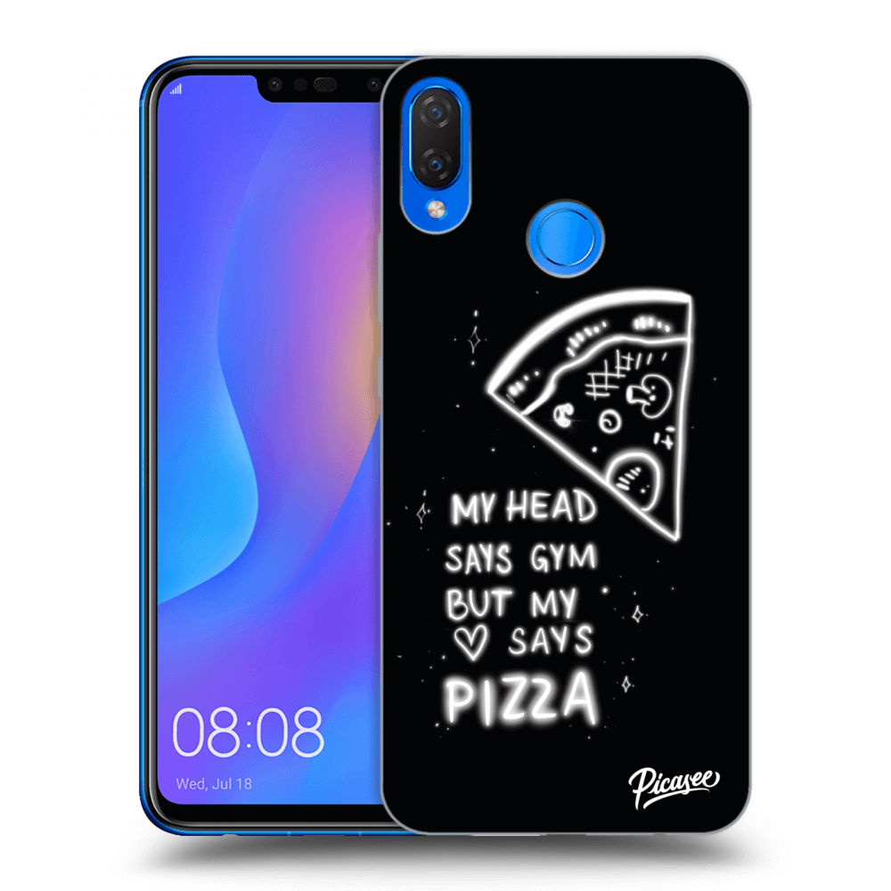 Picasee silikonski črni ovitek za Huawei Nova 3i - Pizza