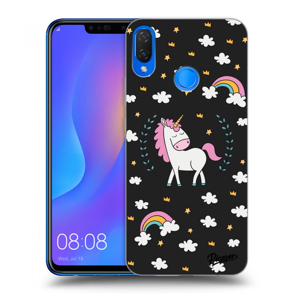 Picasee silikonski črni ovitek za Huawei Nova 3i - Unicorn star heaven