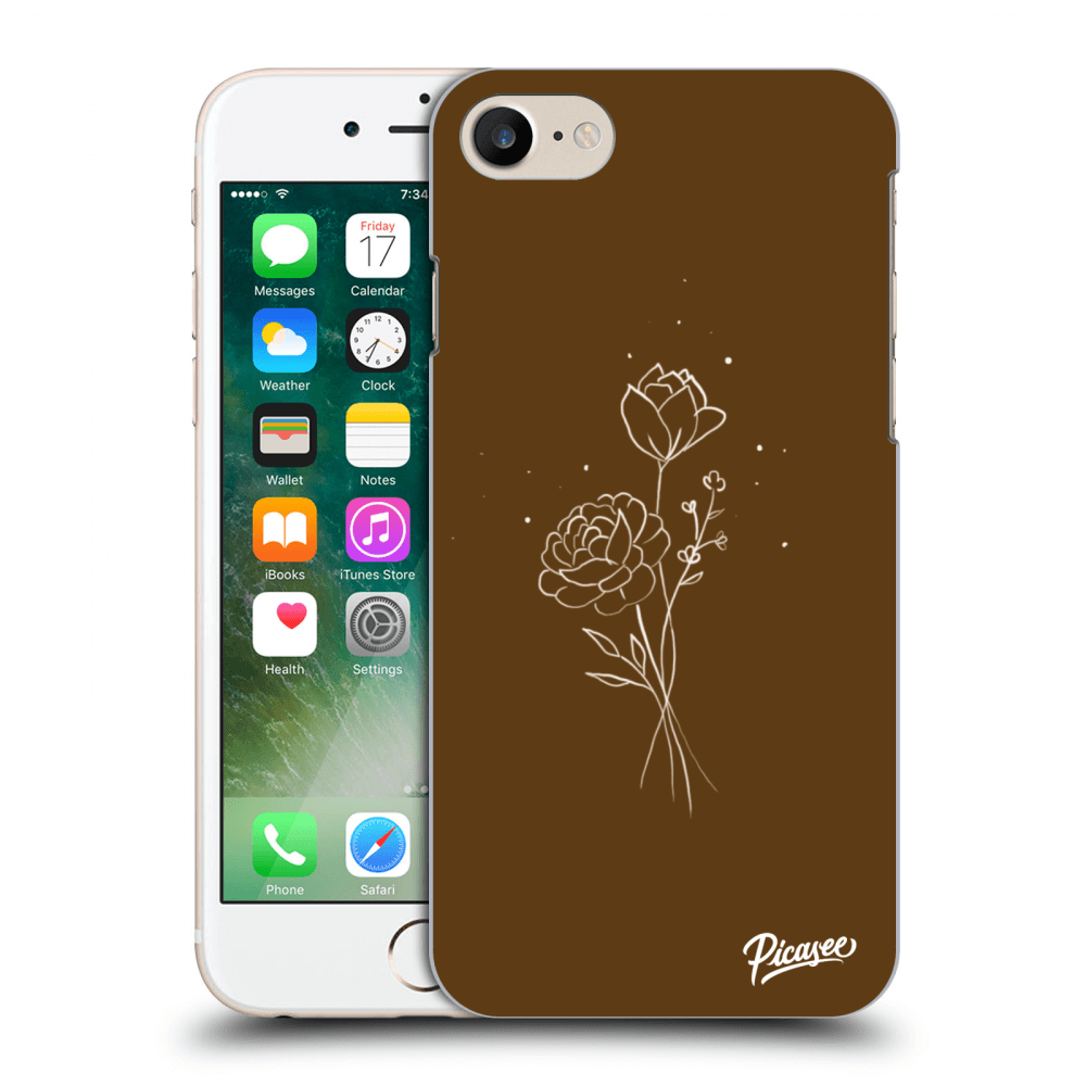 Picasee silikonski črni ovitek za Apple iPhone 8 - Brown flowers